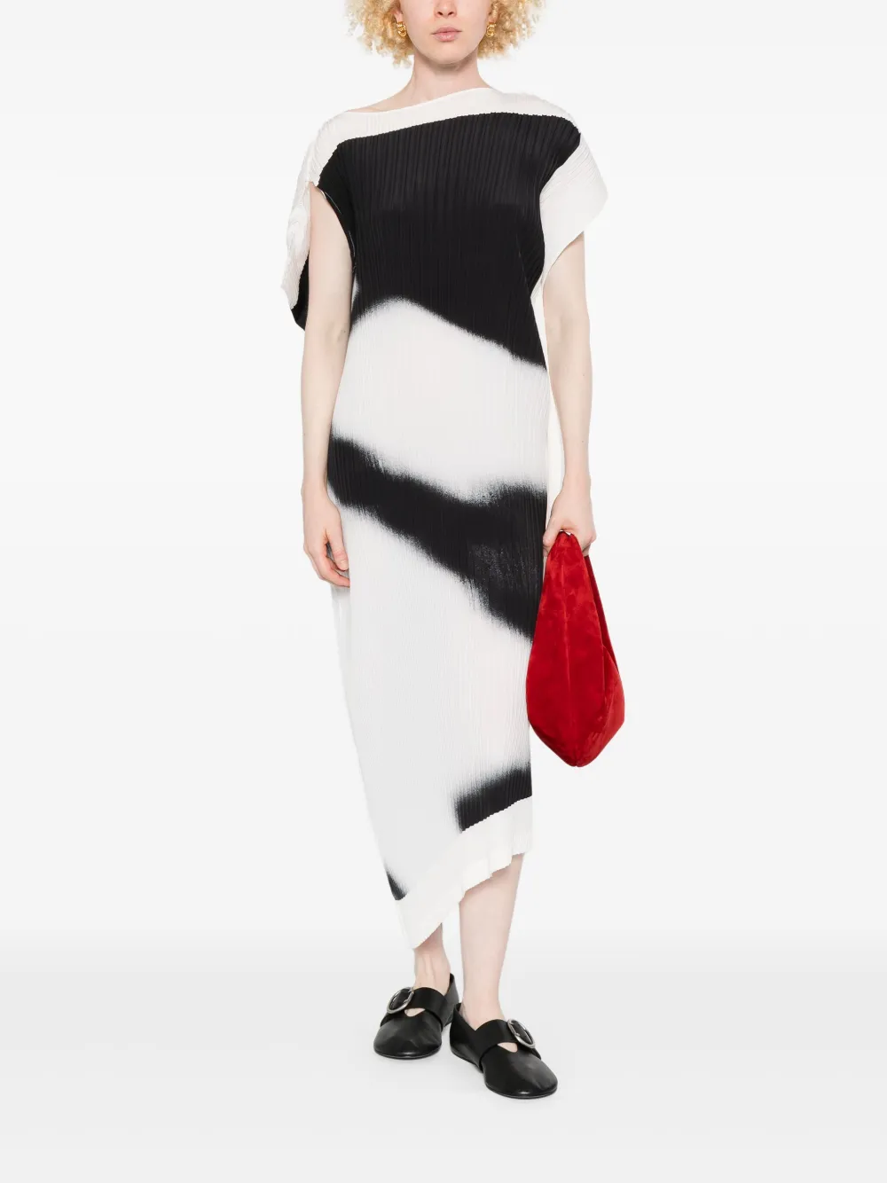 Issey Miyake Shadow Study midi-jurk - Zwart