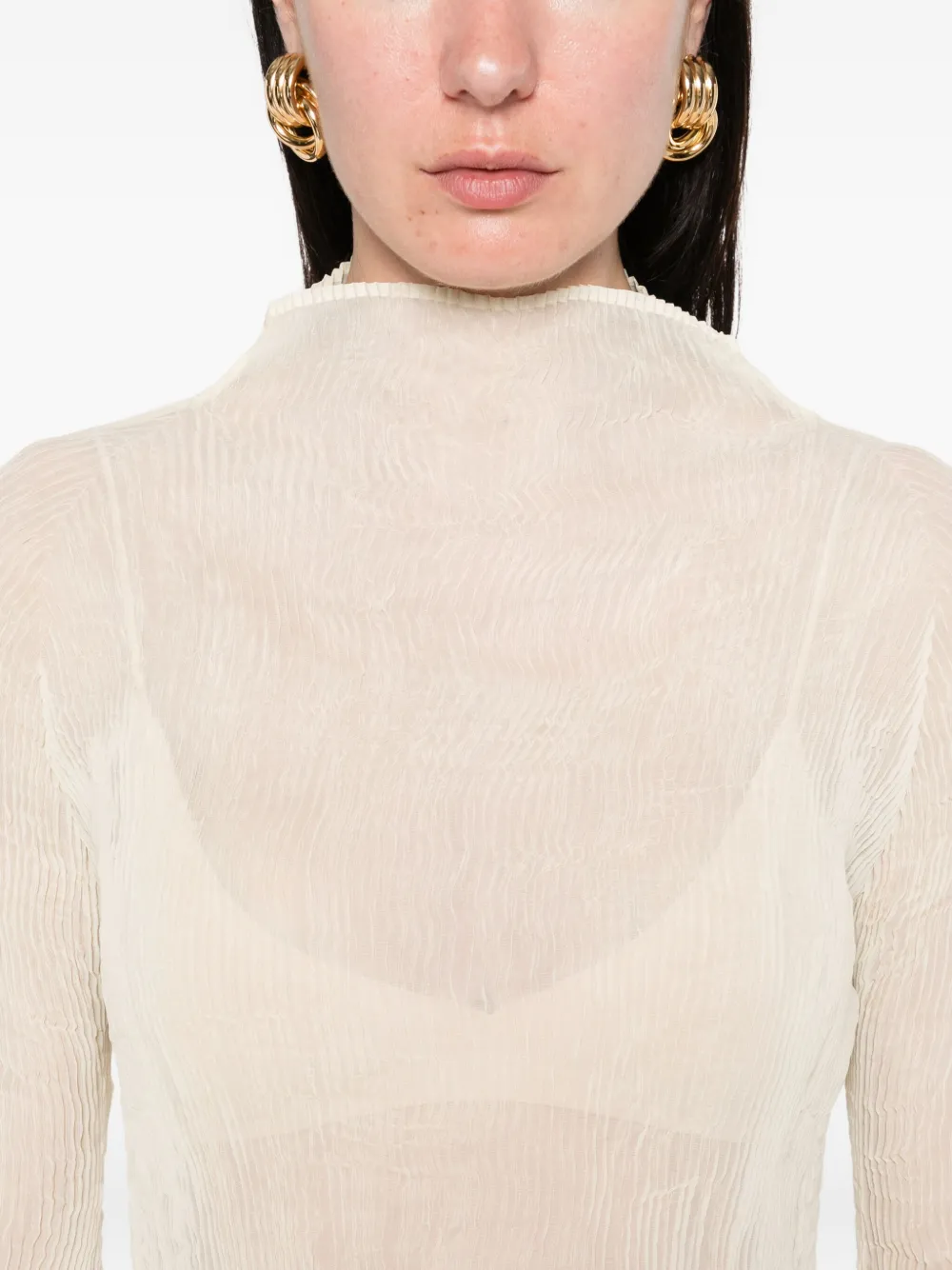 Issey Miyake Semi-doorzichtig blouse Beige