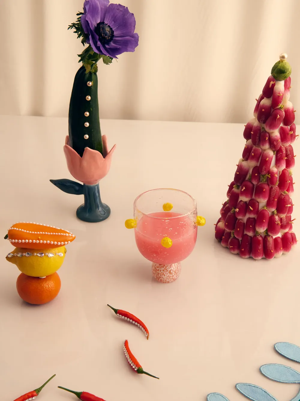  Laetitia Rouget Dotty Glasses (set Of Four) - Pink 