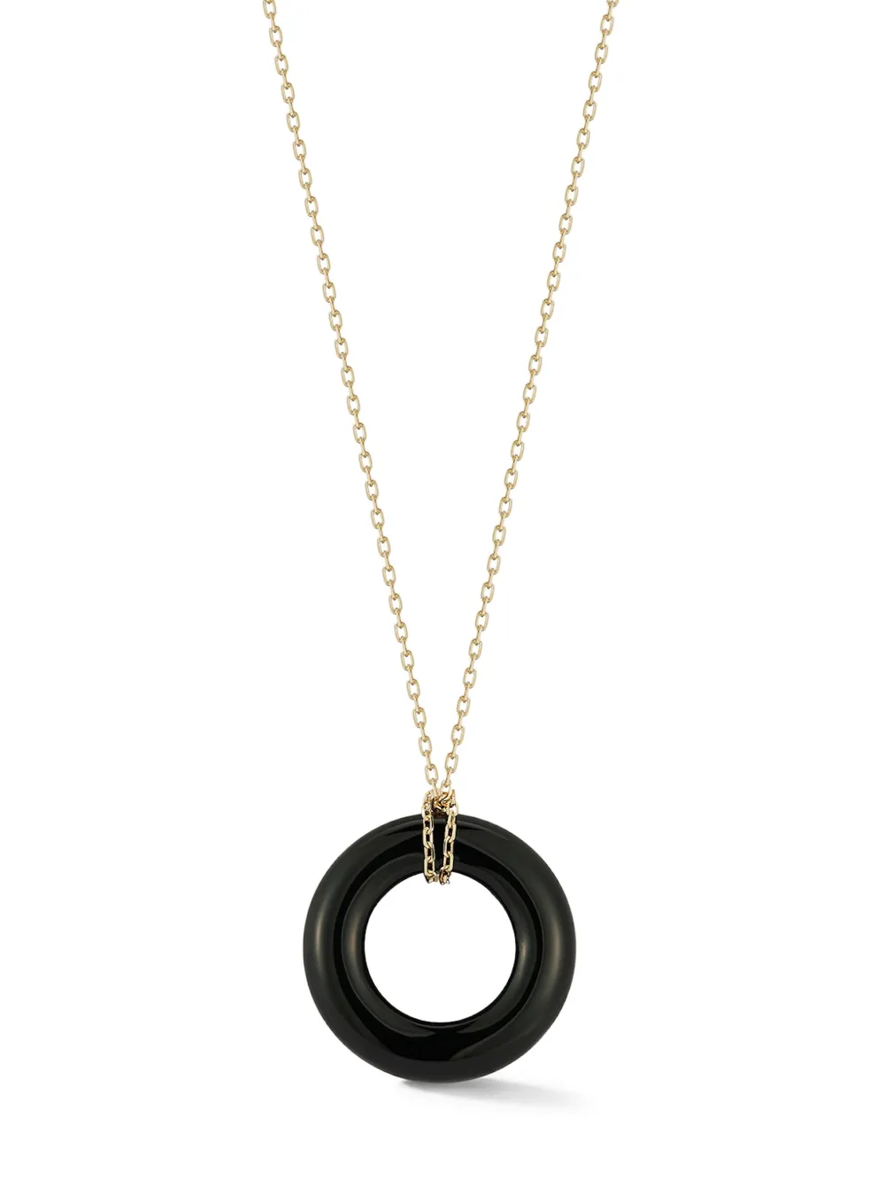 Mateo 14kt yellow gold Donut onyx necklace - Goud