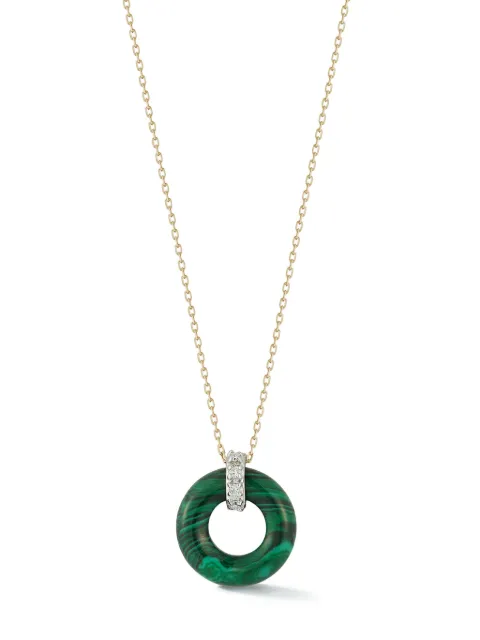 Mateo 14kt yellow gold Donut diamond and malachite necklace