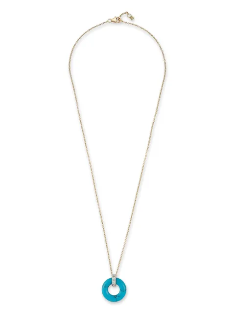 Mateo 14kt yellow gold Donut diamond and turquoise necklace