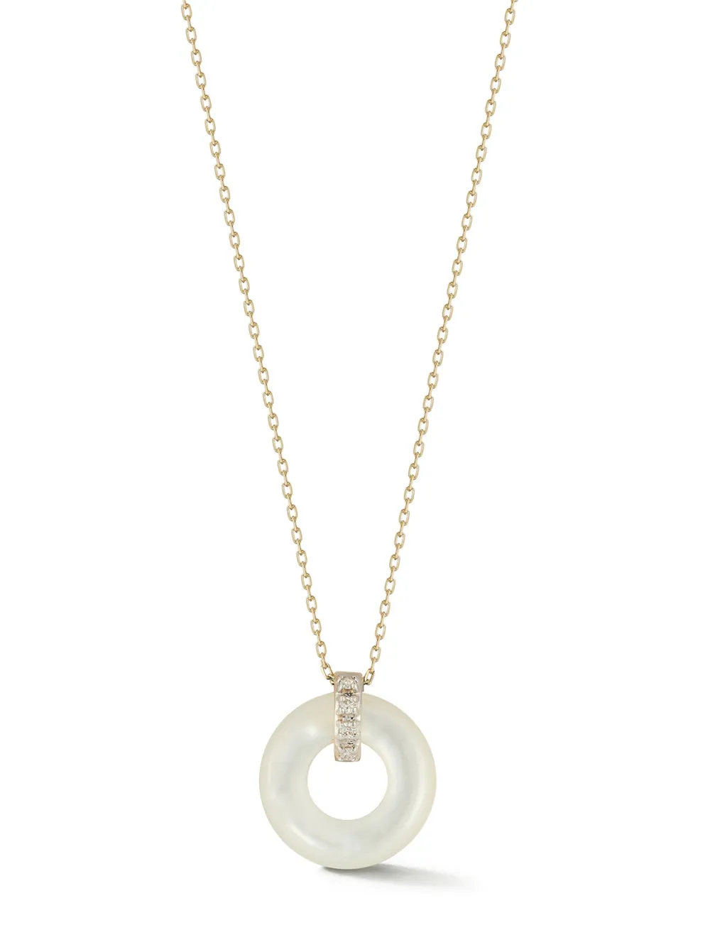 Mateo 14kt yellow gold Donut diamond and mother of pearl necklace - Goud