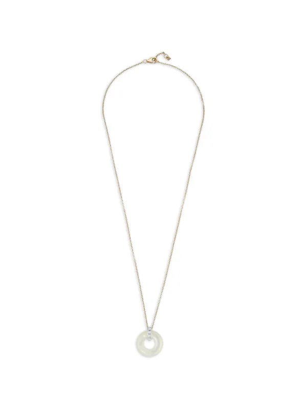 Mateo Door Knocker Donut Mother of Pearl and Diamond Necklace in Neutrals