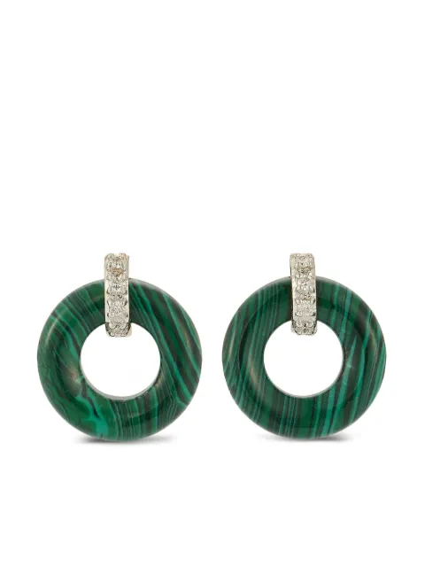 Mateo aretes Donut en oro amarillo de 14kt con diamantes y malaquita