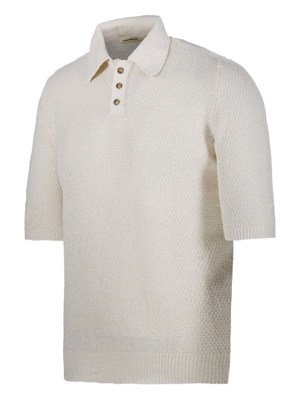 A Paper Kid Textured Knit Short-sleeved Polo Shirt In Neutrals