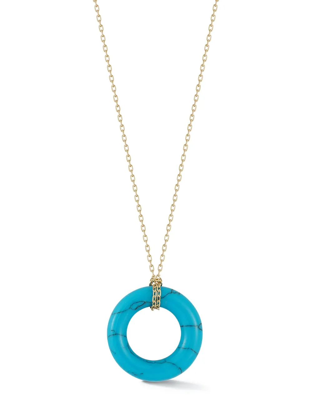 Mateo 14kt yellow gold Donut turquoise necklace - Goud