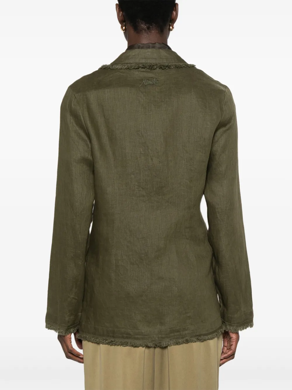 Shop P.a.r.o.s.h Frayed Blazer In 绿色