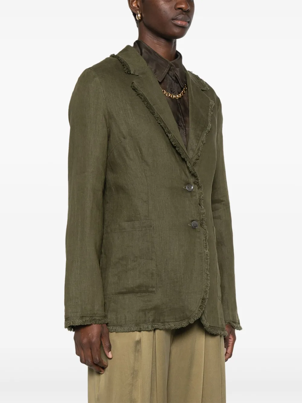 Shop P.a.r.o.s.h Frayed Blazer In 绿色