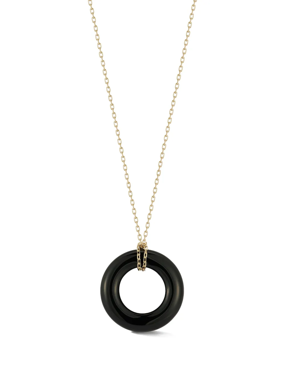 Mateo Door Knocker Donut Onyx and Diamond Necklace in Black, view 3