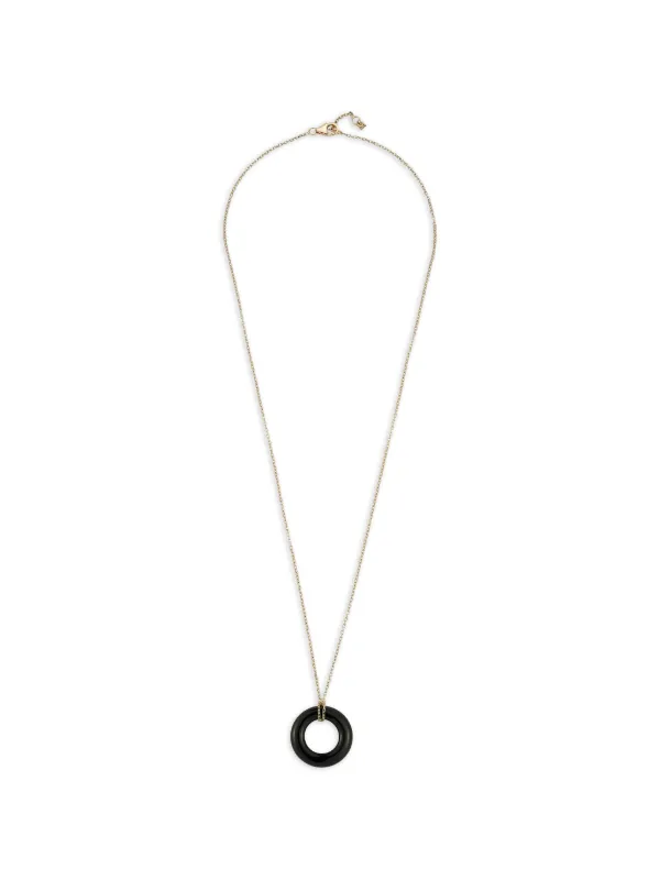Mateo Door Knocker Donut Onyx and Diamond Necklace in Black