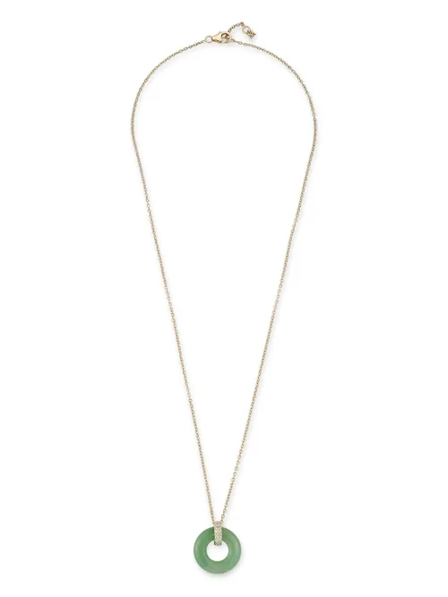 Collier Donut en 14ct pavé de diamants à pendentif en jade - Mateo - Modalova