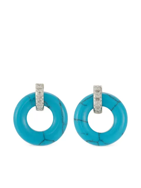 Mateo 14K yellow gold Door Knocker Donut turquoise and diamond earrings