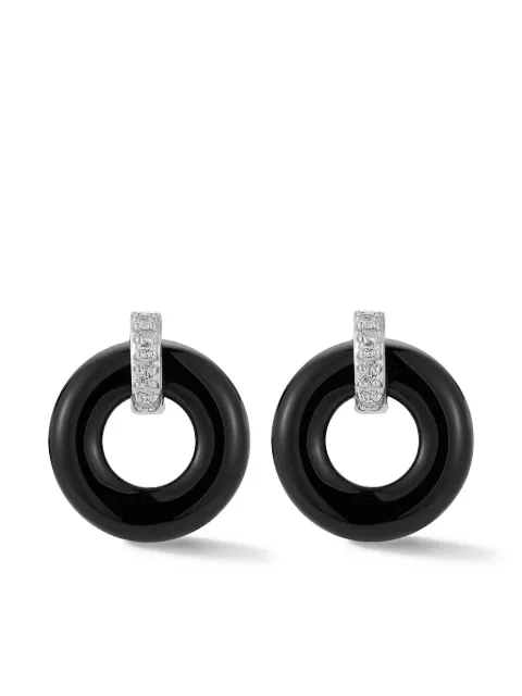 Mateo 14K yellow gold Onyx Donut diamond earrings