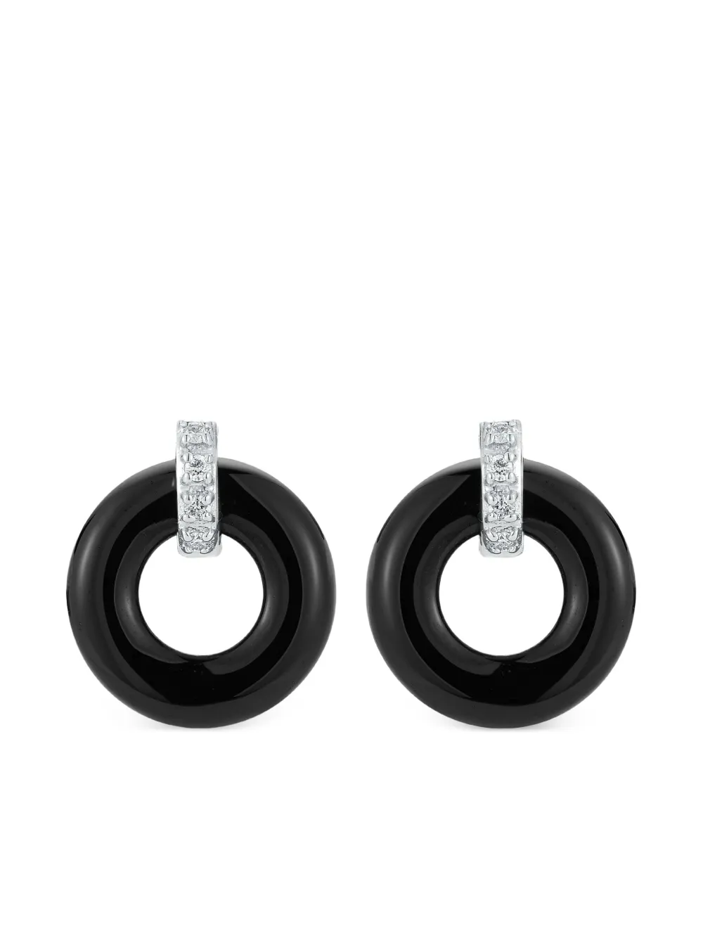 Mateo Onyx Donut ダイヤモンド ピアス 14Kイエローゴールド - ゴールドトーン