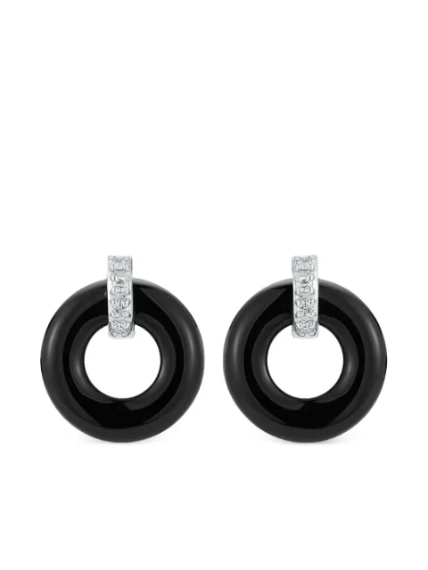 Mateo boucles d'oreilles Onyx Donut en or 14ct pavées de diamants