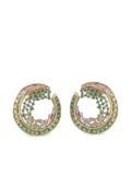 Ananya 18K yellow gold Scatter tsavorite and diamonds hoop earrings