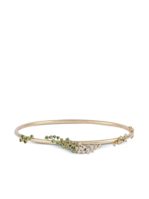 Bracelet jonc Scatter en 18ct serti de diamants et de tsavorites - Ananya - Modalova