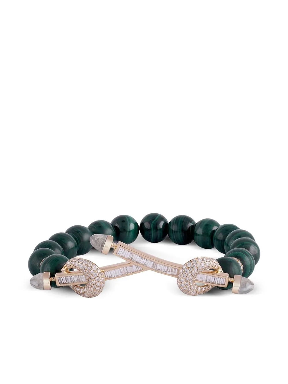 18K yellow gold Chakra Twin diamond and malachite bracelet