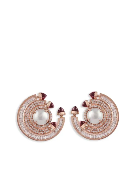 Ananya 18K rose gold Chakra ruby and diamonds earrings