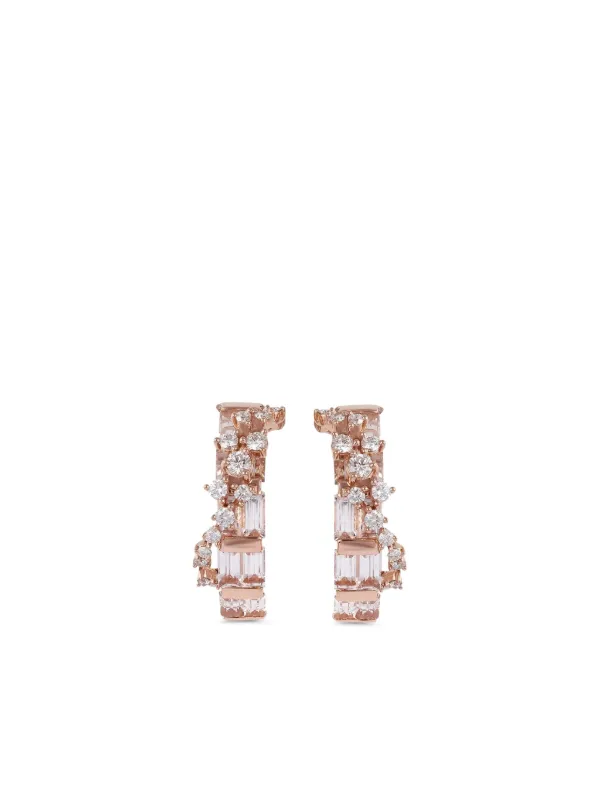 Ananya 18K Rose Gold Scatter Hoop Earrings in Pink