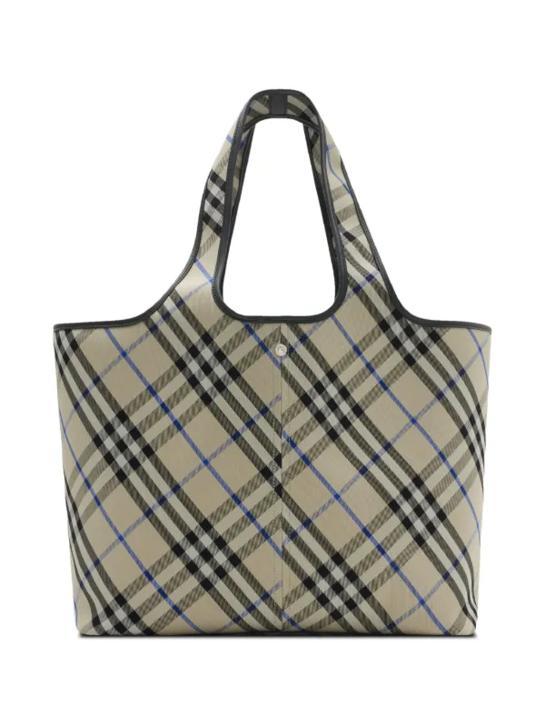 トートバッグ Burberry Embroidered Canvas Medium Check Shopping Bag 28820634_58035615_600.jpg