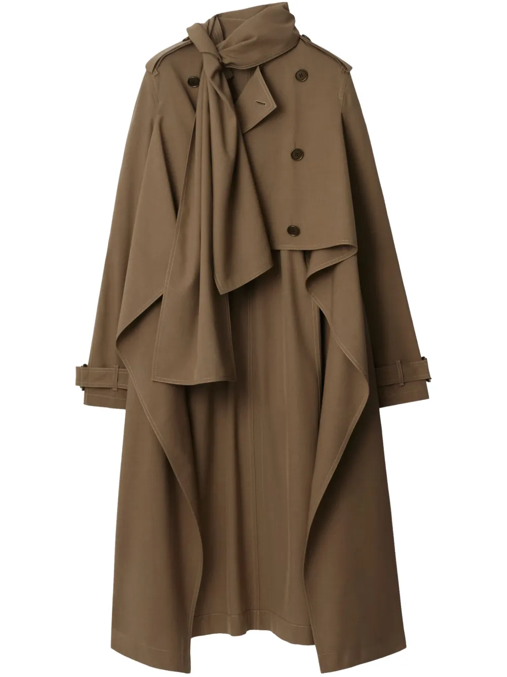 Burberry Asymmetrische trenchcoat met sjaaldetail Bruin