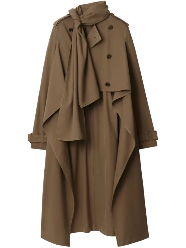 Burberry scarf-detail Asymmetric Trench Coat FARFETCH GR