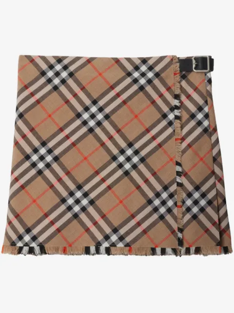 Burberry checkered wool-blend skirt