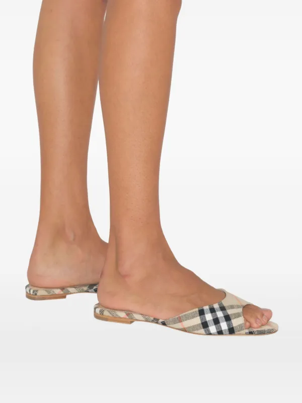 Burberry Mews Check Slides | Neutrals | FARFETCH Burberry Mews Check Slides | Neutrals | FARFETCH