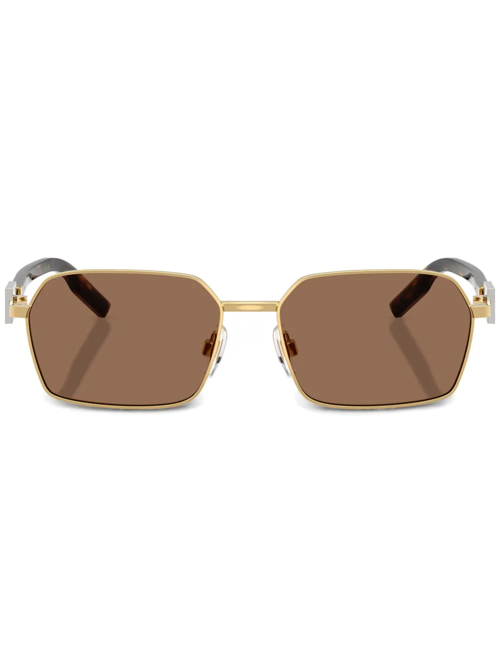 Dolce & Gabbana Eyewear ロゴプレート サングラス - ゴールドトーン Dolce & Gabbana Eyewear ロゴプレート サングラス - ゴールドトーン
