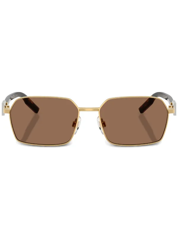 【美品】DOLCE & GABBANA ロゴプレート サングラス ブラウン Dolce & Gabbana Eyewear ロゴプレート サングラス | ゴールドトーン
