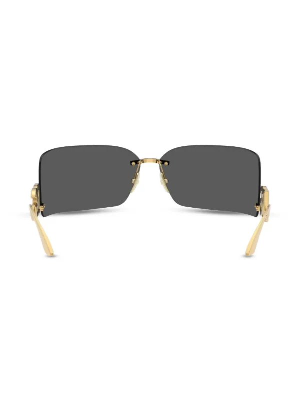 【美品】DOLCE & GABBANA ロゴプレート サングラス ブラウン Dolce & Gabbana Eyewear ロゴプレート サングラス | ゴールドトーン