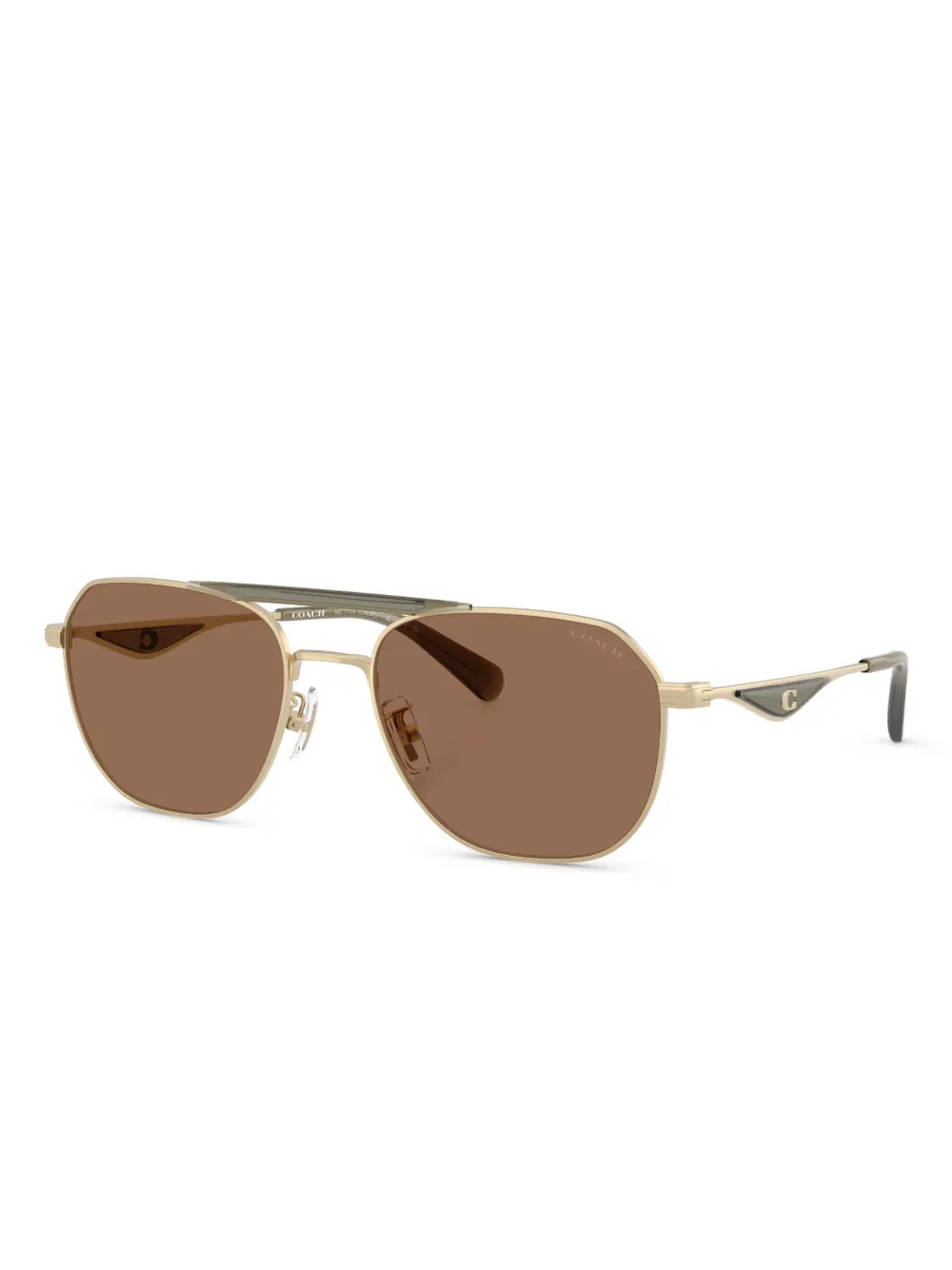 Shop Coach Pilot-frame Sunglasses In Brown