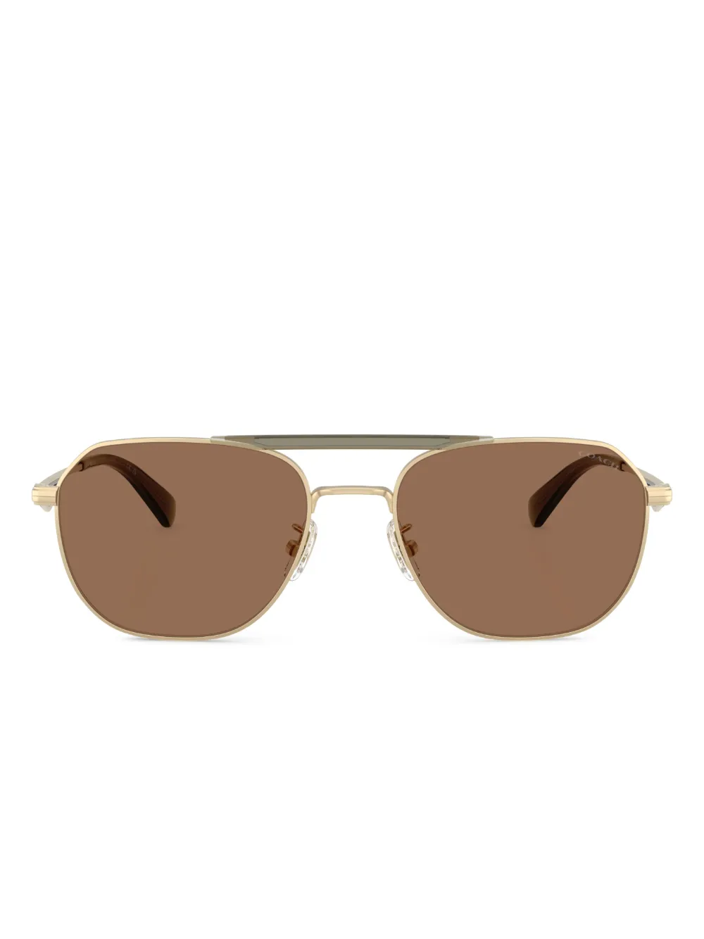 Shop Coach Pilot-frame Sunglasses In Brown