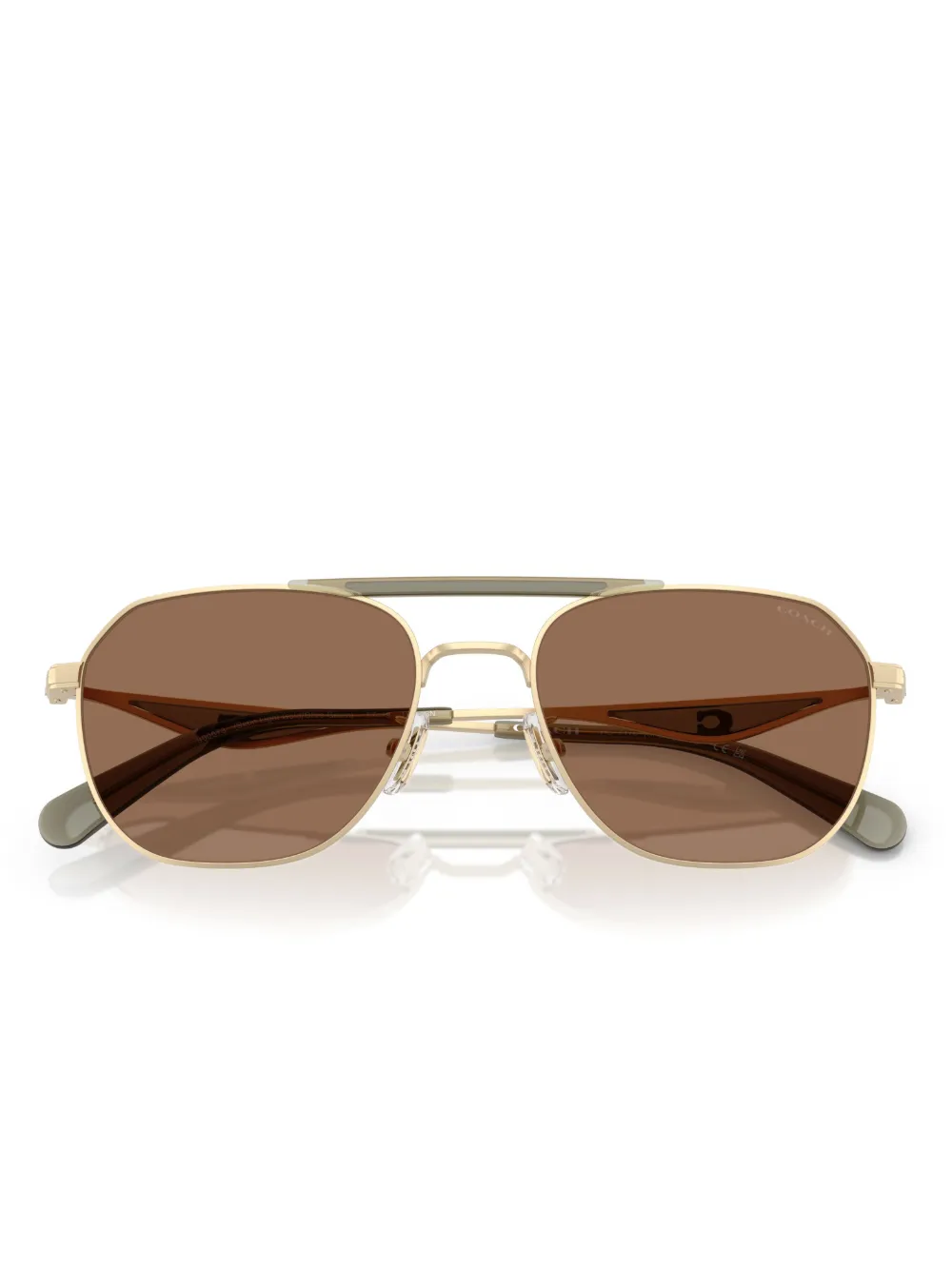 Shop Coach Pilot-frame Sunglasses In Brown