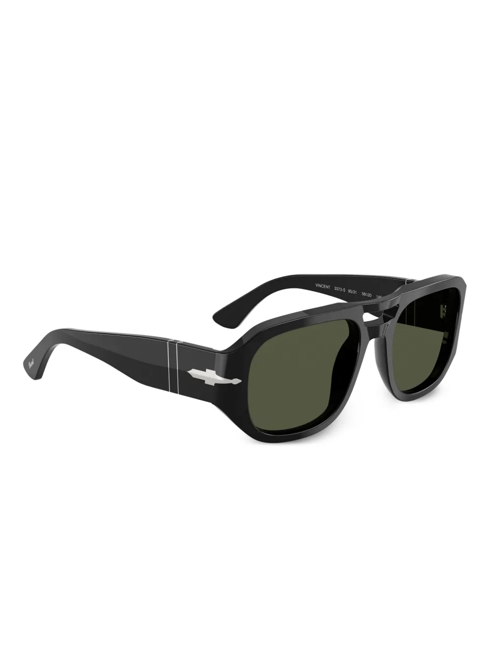 Persol Zonnebril met rechthoekig montuur Zwart