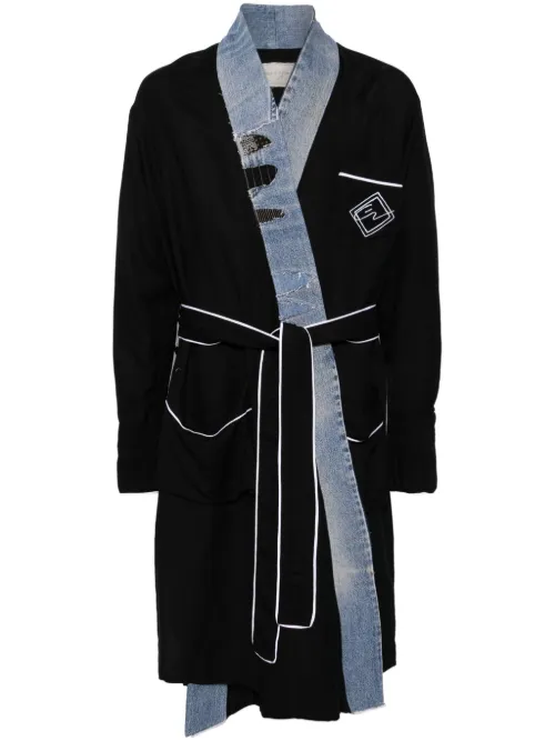 Manteau ceinturé à empiècements - Greg Lauren - Modalova