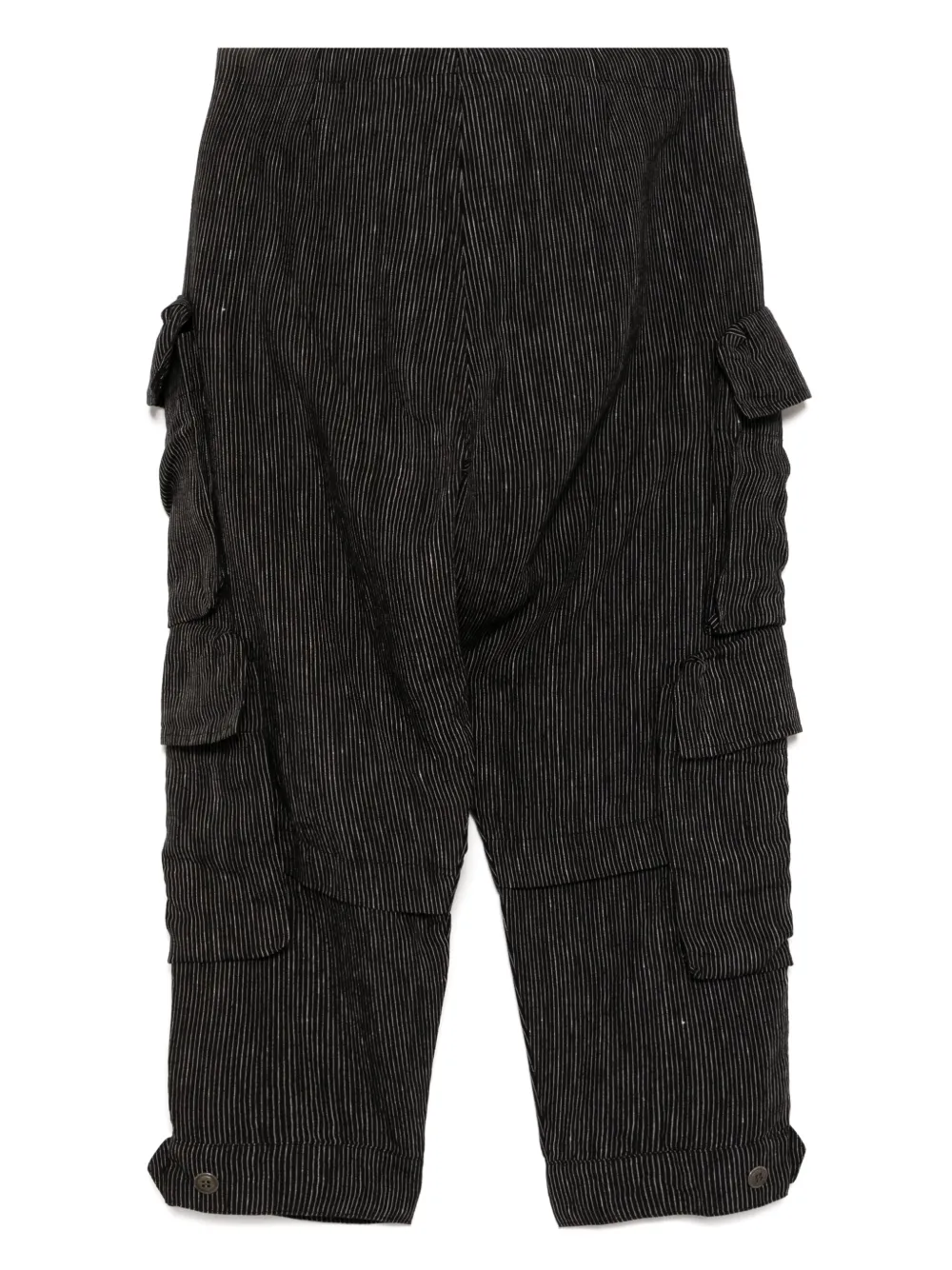 Greg Lauren linen cropped trousers - Zwart