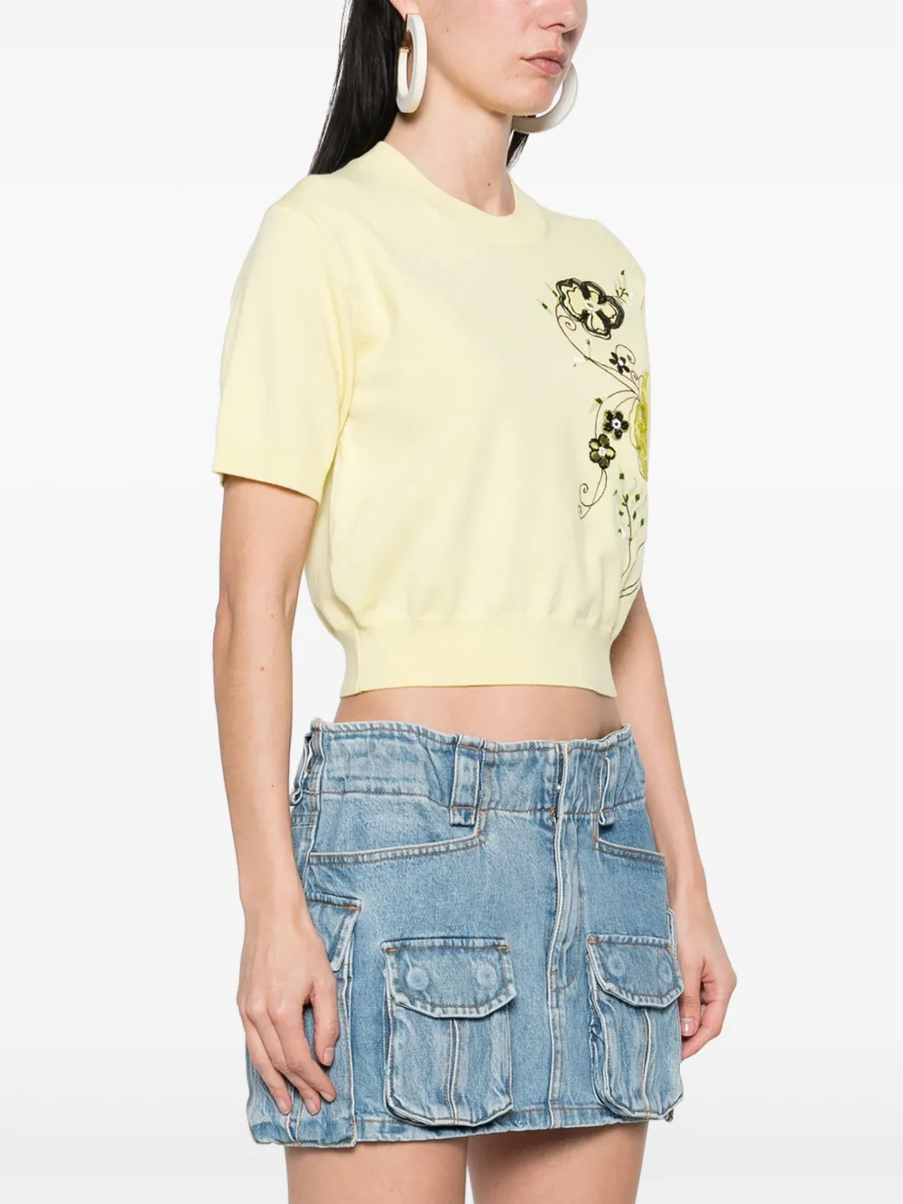 Kenzo T-shirt verfraaid met pioenrozen Geel