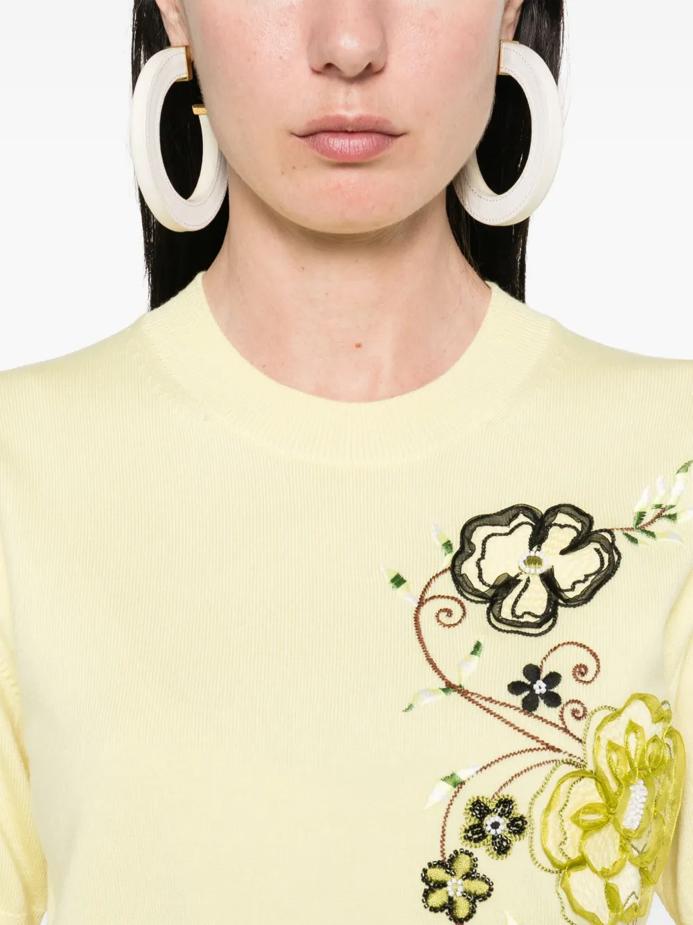 Kenzo T-shirt verfraaid met pioenrozen Geel