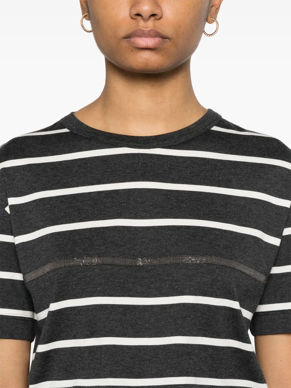 Brunello Cucinelli Gestreept T-shirt Grijs