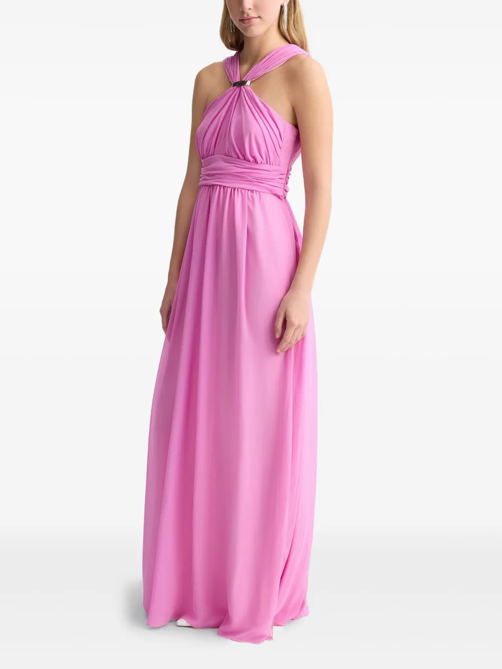 LIU JO draped-detail evening dress - Roze