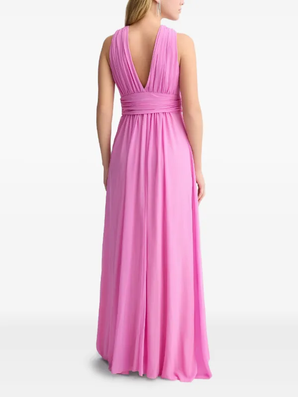 strapless open back dress Pink Maxi Bridesmaid Dresses Short Sleeve Beach Wedding Guest Dresses –  Promfast