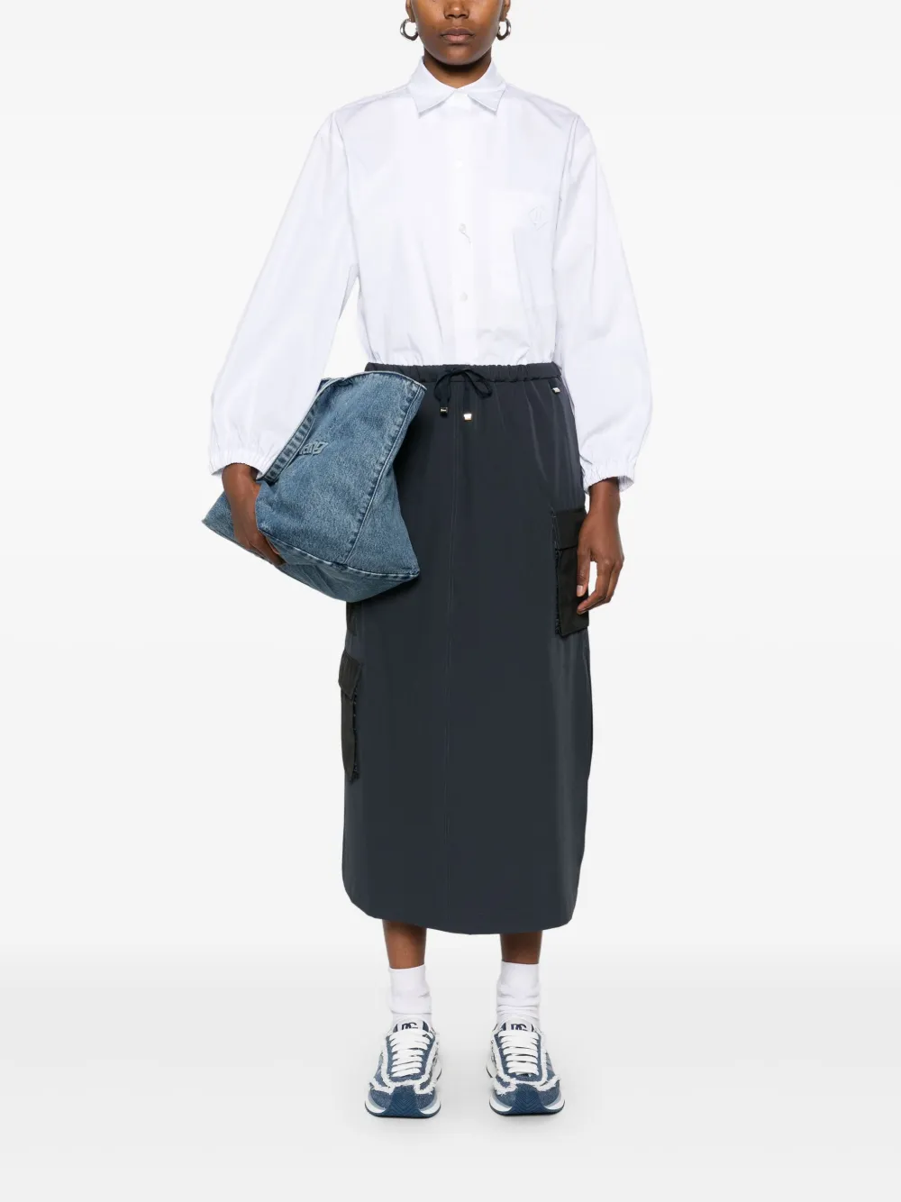 Herno Midi-rok met trekkoord - Blauw