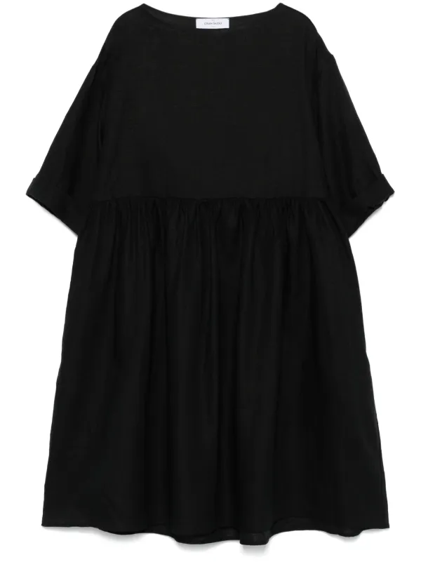 Gran Sasso Linen boat-neck Mini Dress | Black | FARFETCH