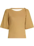 LIU JO puff-sleeve metallic top - Neutrals