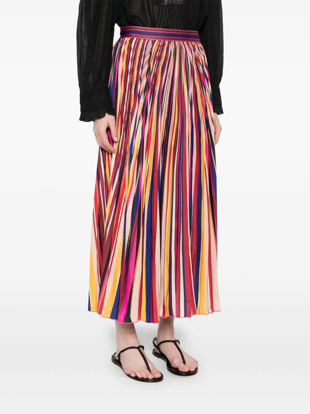 Shop Farm Rio Striped Maxi Skirt In 粉色