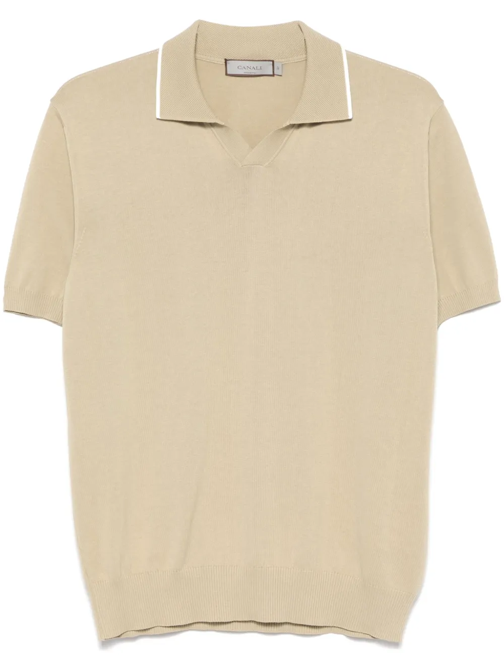 Canali Fijngebreid T-shirt Beige