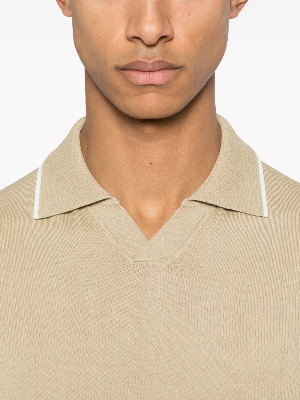 Canali Fijngebreid T-shirt Beige
